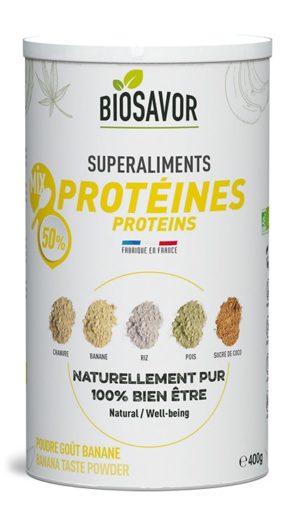 Mix protéine Bio saveur Banane en poudre de chez BioSavor