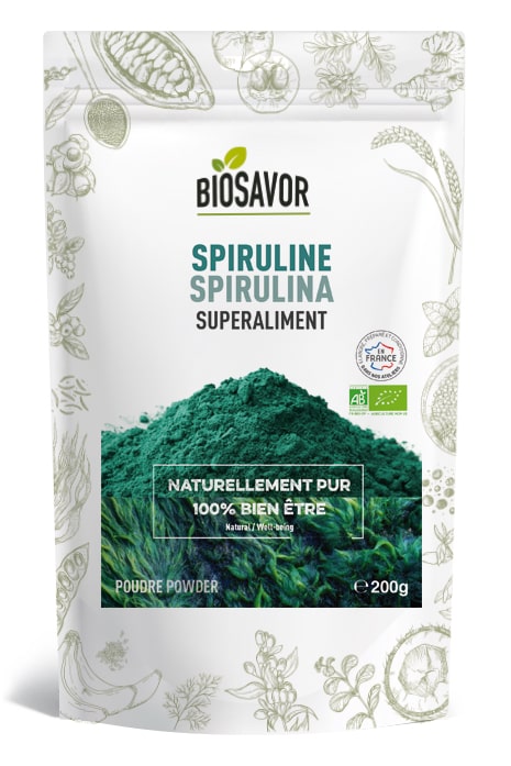 Spiruline Bio en poudre - Élaboré en France - Vegan / Sans Gluten