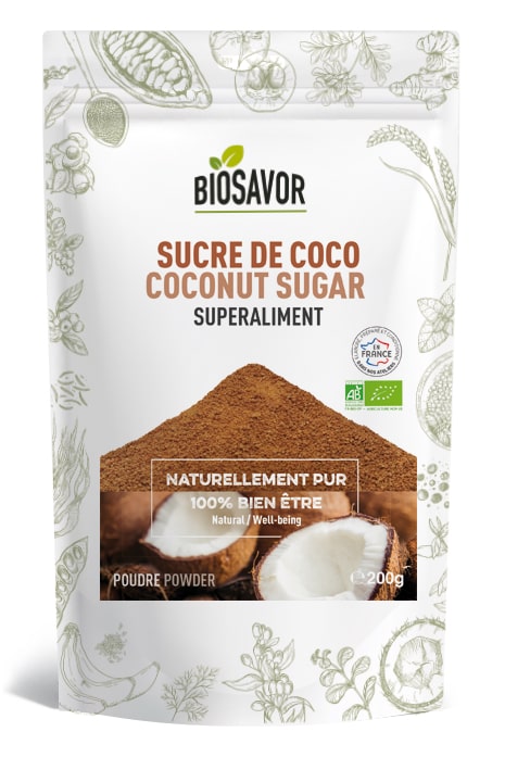 Sucre de Coco Bio en poudre - Élaboré en France - BioSavor